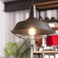 Hanglamp industrieel zwart &apos;Jager&apos; E27 fitting met kooi 36 cm rond