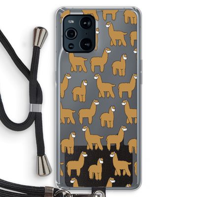 Alpacas: Oppo Find X3 Pro Transparant Hoesje met koord