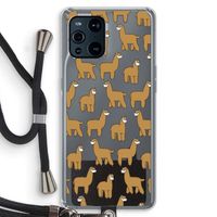 Alpacas: Oppo Find X3 Pro Transparant Hoesje met koord