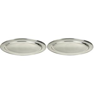 Excellent Houseware serveerschaal/barbecueschaal - 2x - 35 x 21 cm - RVS