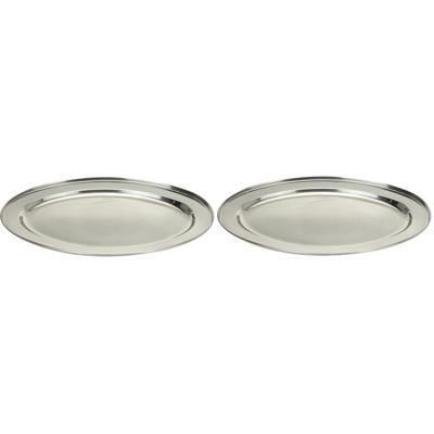 Excellent Houseware serveerschaal/barbecueschaal - 2x - 35 x 21 cm - RVS