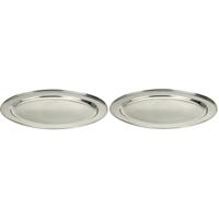 Excellent Houseware serveerschaal/barbecueschaal - 2x - 35 x 21 cm - RVS