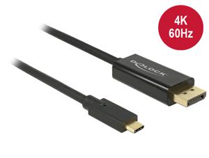 Delock 85257 Kabel USB Type-C male > DisplayPort male (DP Alt Mode) 4K 60 Hz 3 m zwart