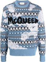 Alexander McQueen pull en maille Fair Isle à logo - Bleu