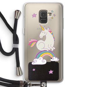 Regenboog eenhoorn: Samsung Galaxy A8 (2018) Transparant Hoesje met koord