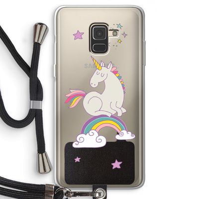 Regenboog eenhoorn: Samsung Galaxy A8 (2018) Transparant Hoesje met koord