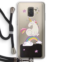 Regenboog eenhoorn: Samsung Galaxy A8 (2018) Transparant Hoesje met koord