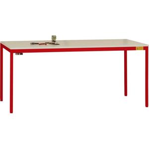 Manuflex LD1116.3003 ESD ESD-werktafel UNIDESK met kunststof plaat, onderstel robijnrood RAL 3003, bxdxh = 2000 x 800 x 723-733 mm Robijn-rood