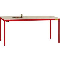 Manuflex LD1118.3003 ESD ESD-werktafel UNIDESK met melamine schijf, onderstel robijnrood RAL 3003, bxdxh = 2000 x 800 x 720-730 mm Robijn-rood