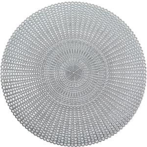 Zeller Placemat - 4x - rond - zilverkleurig - met gaatjes - 41 cm