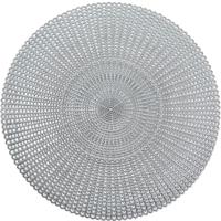 Zeller Placemat - 4x - rond - zilverkleurig - met gaatjes - 41 cm