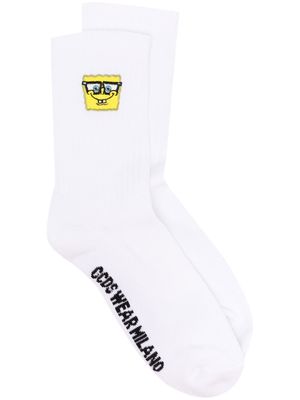 GCDS chaussettes à broderies - Blanc