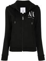 Armani Exchange hoodie zippé à logo imprimé - Noir - thumbnail