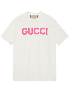 Gucci t-shirt en coton à logo brodé - Blanc