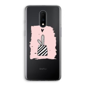 Zwart-wit cactus: OnePlus 7 Transparant Hoesje