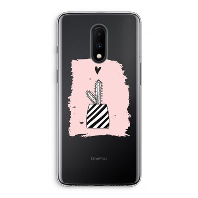 Zwart-wit cactus: OnePlus 7 Transparant Hoesje