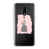 Zwart-wit cactus: OnePlus 7 Transparant Hoesje