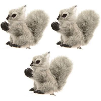 Grijze eekhoorns kerstversiering clip decoratie 8 cm