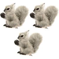 Grijze eekhoorns kerstversiering clip decoratie 8 cm