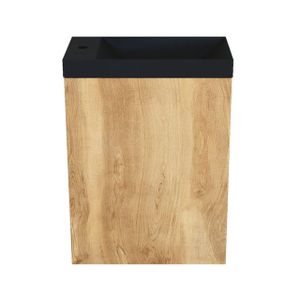 Arcqua Marble Fonteinset - 40x22x54.5cm - fontein mat zwart - zonder overloop - oak natural FNK485455
