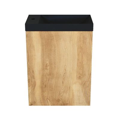 Arcqua Marble Fonteinset - 40x22x54.5cm - fontein mat zwart - zonder overloop - oak natural FNK485455