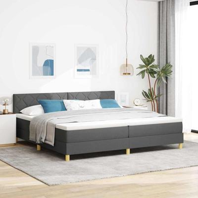 Boxspring Bed met Matras & LED Donkergrijs 200x200 cm Stof