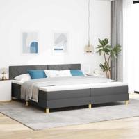 Boxspring Bed met Matras & LED Donkergrijs 200x200 cm Stof