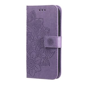 Samsung Galaxy A53 hoesje - Bookcase - Pasjeshouder - Portemonnee - Bloemenprint - Kunstleer - Paars