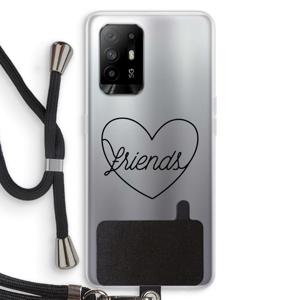 Friends heart black: Oppo A94 5G Transparant Hoesje met koord