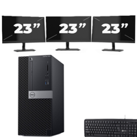 dell optiplex 5060 Micro Tower - Intel Core i5-8e Generatie - 8GB RAM - 256GB SSD - Windows 11 + 3x 23 inch Monitor