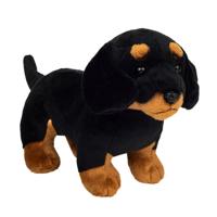 Knuffeldier hond Teckel - zachte pluche stof - premium kwaliteit knuffels - zwart - 21 cm