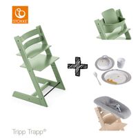 SET | Kinderstoel Stokke® Tripp Trapp® Moss Green met Newbornset & Babyset & Done by Deer Eetset - thumbnail