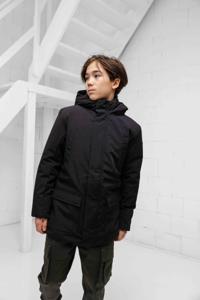 Ballin Amsterdam Logo Badge Parka Winterjas Kids Zwart - Maat 128 - Kleur: Zwart | Soccerfanshop