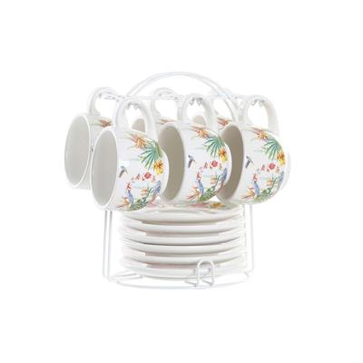Set van koffiekopjes DKD Home Decor Multicolour Dolomite 180 ml