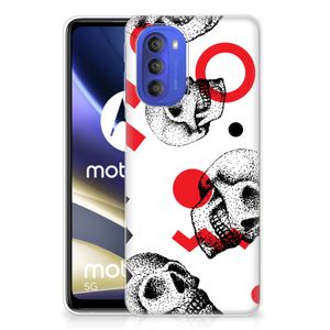 Silicone Back Case Motorola Moto G51 5G Skull Red