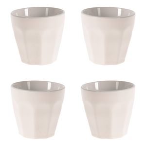 Excellent Houseware espresso/koffie kopjes - 4x - wit - porselein - 90 ml - Bekers