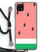 Watermeloen: Samsung Galaxy A22 5G Transparant Hoesje met koord