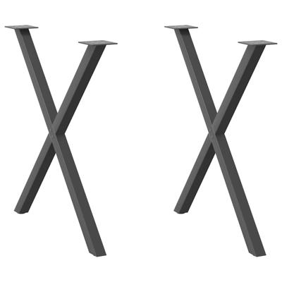 Eettafelpoten 2 st X-vormig 80x(72-73) cm staal antraciet