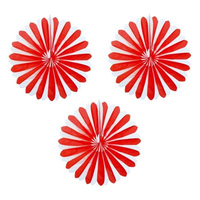 Set van 4x stuks decoratie waaiers rood/wit 35 cm