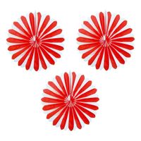 Set van 4x stuks decoratie waaiers rood/wit 35 cm