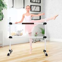 Ballet Barre Draagbare Vrijstaande Ballet Barre met Verstelbare Hoogte Dubbele Fitness Ballet Stang voor Dansen Stretchen Wit - thumbnail