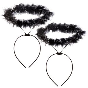 Engel halo - 2x - diadeem/tiara/haarband - zwart - Halloween/horror thema accessoires