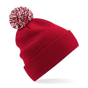 Dames Wintermuts met gekleurde Pompon klassiek rood 100% polyester One size  -