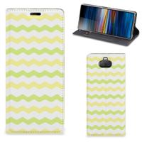 Sony Xperia 10 Plus | Hoesje met Magneet | Waves Yellow Sony Xperia 10 Plus | Hoesje met Magneet | Waves Yellow