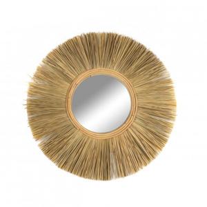 Wandspiegel bohemian - rond - bruin - met ophanghaak - zeegras - Dia 60cm