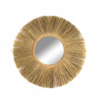 Wandspiegel bohemian - rond - bruin - met ophanghaak - zeegras - Dia 60cm