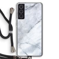 Witte marmer: Samsung Galaxy S21 FE Transparant Hoesje met koord