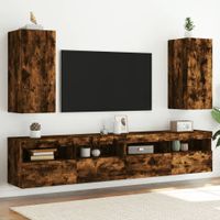 Tv-wandmeubelen met LED 2 st 30,5x35x70 cm gerookt eikenkleurig