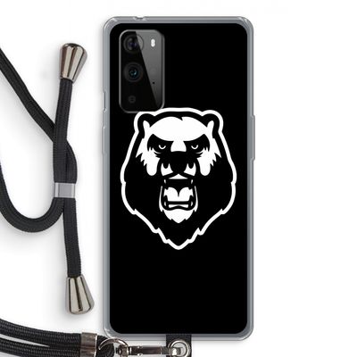 Angry Bear (black): OnePlus 9 Pro Transparant Hoesje met koord