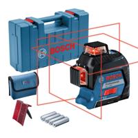 Bosch Professional GLL 3-80 Kruislijnlaser rood 3x 360° in koffer - 0601063S00